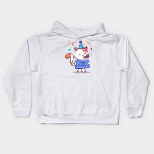 Cute Birthday Cat With Confetti Kids Hoodie